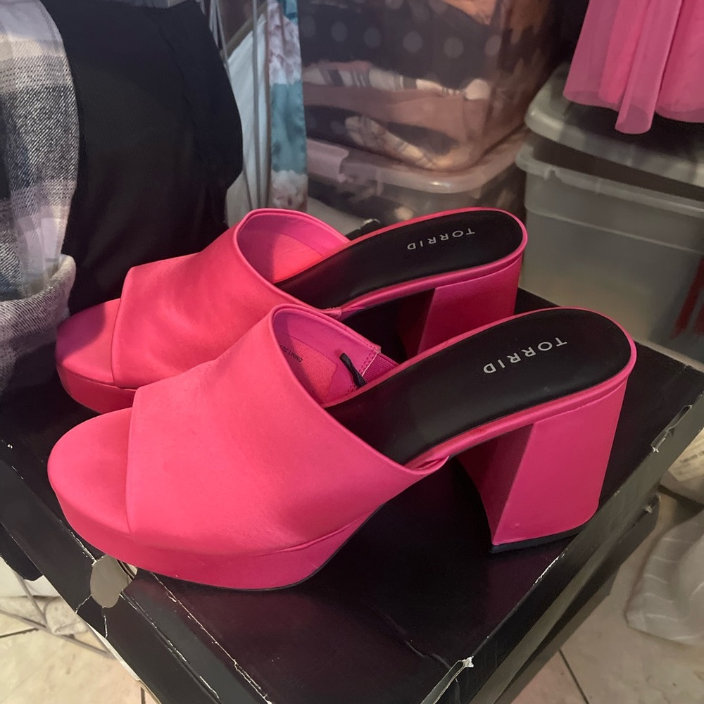 Torrid Pink Mules with Block Heel